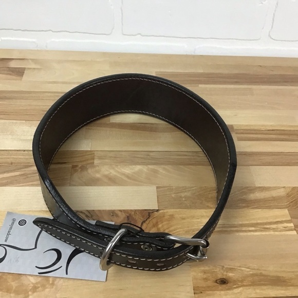 Madcow genuine leather contemporary country vibe dog collar handmade black red - Picture 5 of 14